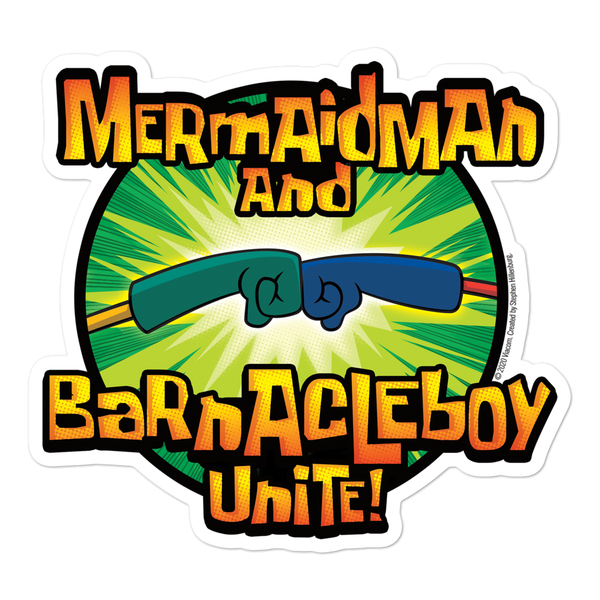 SpongeBob SquarePants Mermaid Man and Barnacle Boy Unite Logo Die Cut Sticker