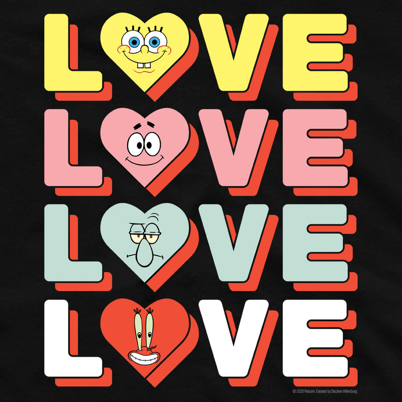 SpongeBob SquarePants Stacked Love Adult Short Sleeve T-Shirt