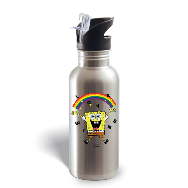 Silver Buffalo Spongebob Sup Fishes Stainless Steel Water Bottle With Twist  Lid, 42 Ounces