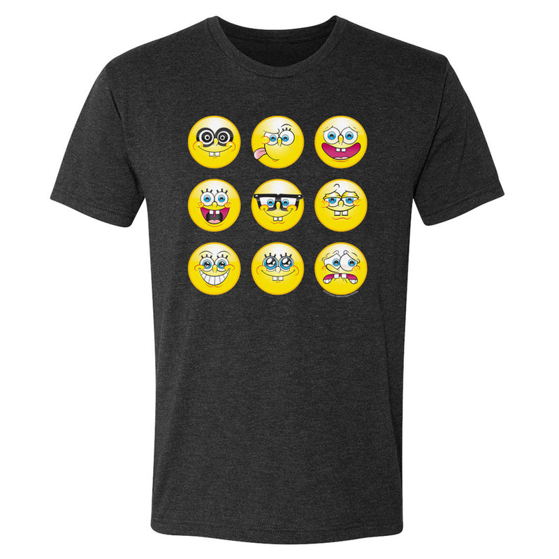 SpongeBob SquarePants Emoji Grid Men's Tri-Blend Short Sleeve T-Shirt