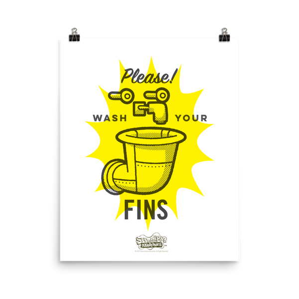 SpongeBob SquarePants Wash Your Fins Premium Satin Poster