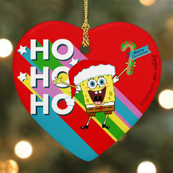 SpongeBob SquarePants Ho Ho Ho Ceramic Heart Ornament - SpongeBob SquarePants Official Shop