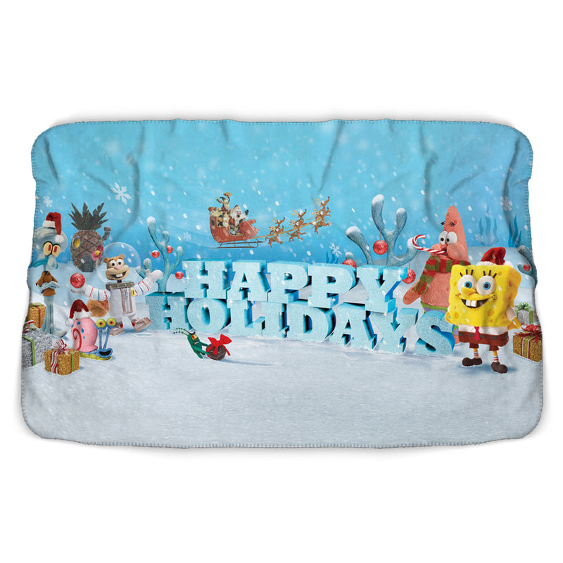 SpongeBob ‘Tis the Season Happy Holidays Sherpa Blanket - SpongeBob SquarePants Official Shop