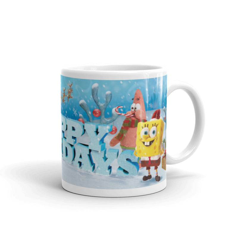 SpongeBob Happy Holidays 11 oz White Mug - SpongeBob SquarePants Official Shop