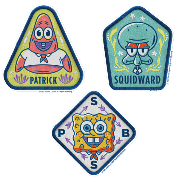 SpongeBob Kamp Koral Character Badge Stickers Pack of 3
