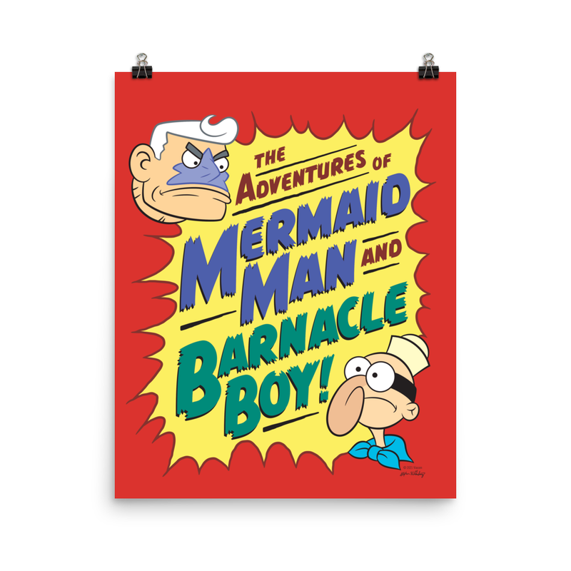 SpongeBob SquarePants Mermaid Man and Barnacle Boy Comic Premium Satin Poster