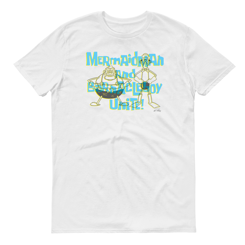 SpongeBob SquarePants Mermaid Man and Barnacle Boy Unite Adult Short Sleeve T-Shirt