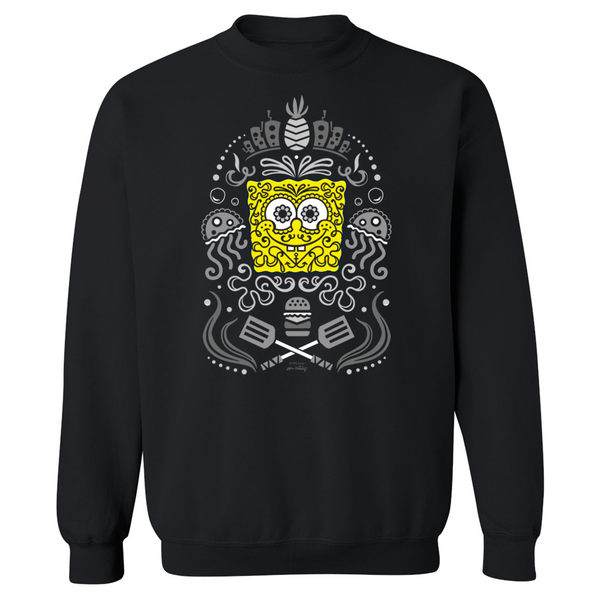 SpongeBob SquarePants Day of the Dead Reduced Color Fleece Crewneck Sweatshirt - SpongeBob SquarePants Official Shop