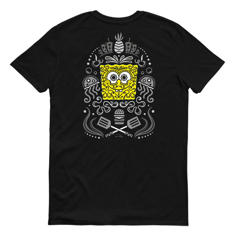 SpongeBob SquarePants Day of the Dead Reduced Color Adult Short Sleeve T-Shirt - SpongeBob SquarePants Official Shop