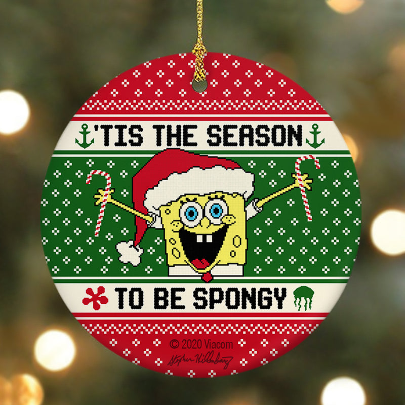 SpongeBob SquarePants 'Tis the Season Round Ceramic Ornament - SpongeBob SquarePants Official Shop