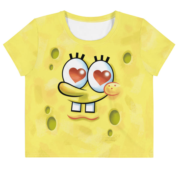 SpongeBob SquarePants Heart Eyes Women's All-Over Print Crop T-Shirt