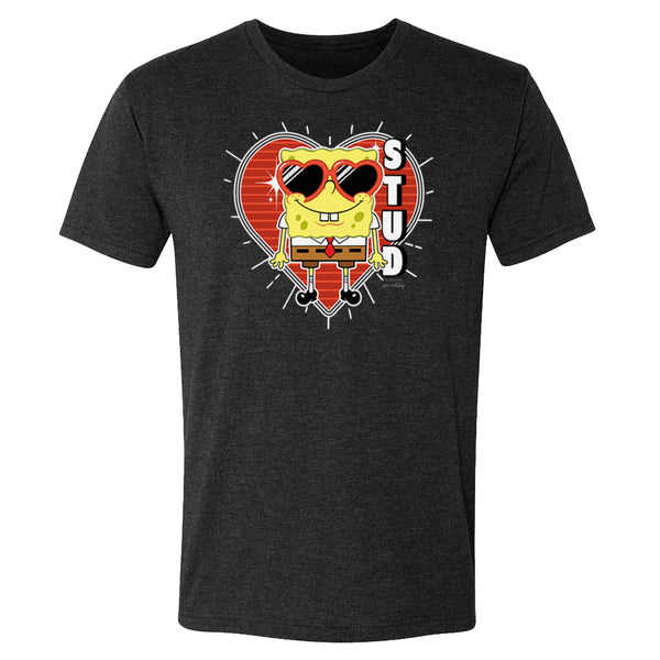 SpongeBob SquarePants Heart Sunglasses Stud Men's Tri-Blend T-Shirt