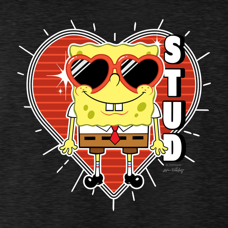 SpongeBob SquarePants Heart Sunglasses Stud Men's Tri-Blend T-Shirt