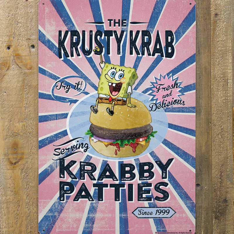 The Krusty Krab Krabby Patties Metal Sign - 12" x 18" - SpongeBob SquarePants Official Shop
