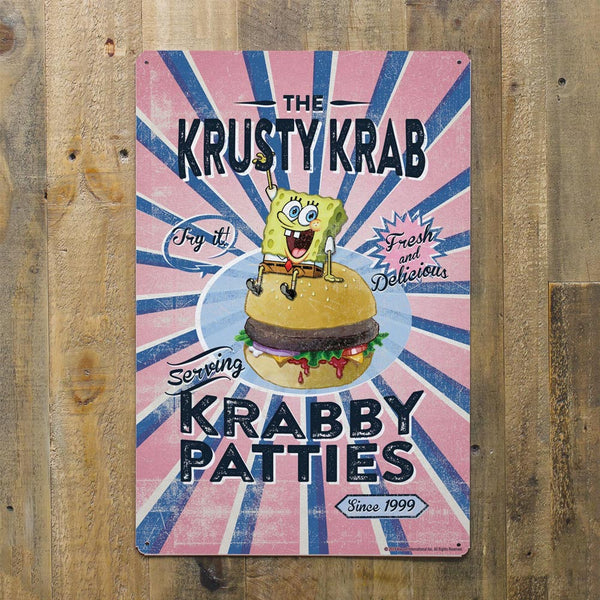 The Krusty Krab Krabby Patties Metal Sign - 12" x 18" - SpongeBob SquarePants Official Shop