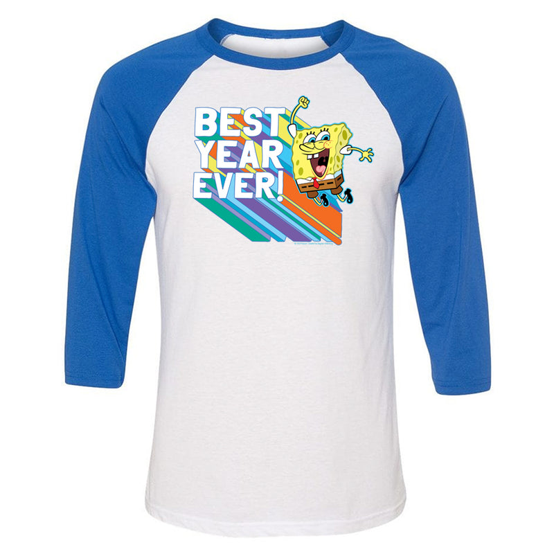 SpongeBob SquarePants Rainbow Best Year 3/4 Sleeve Baseball T-Shirt