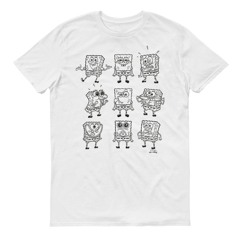 SpongeBob SquarePants Black and White Moody Short Sleeve T-Shirt