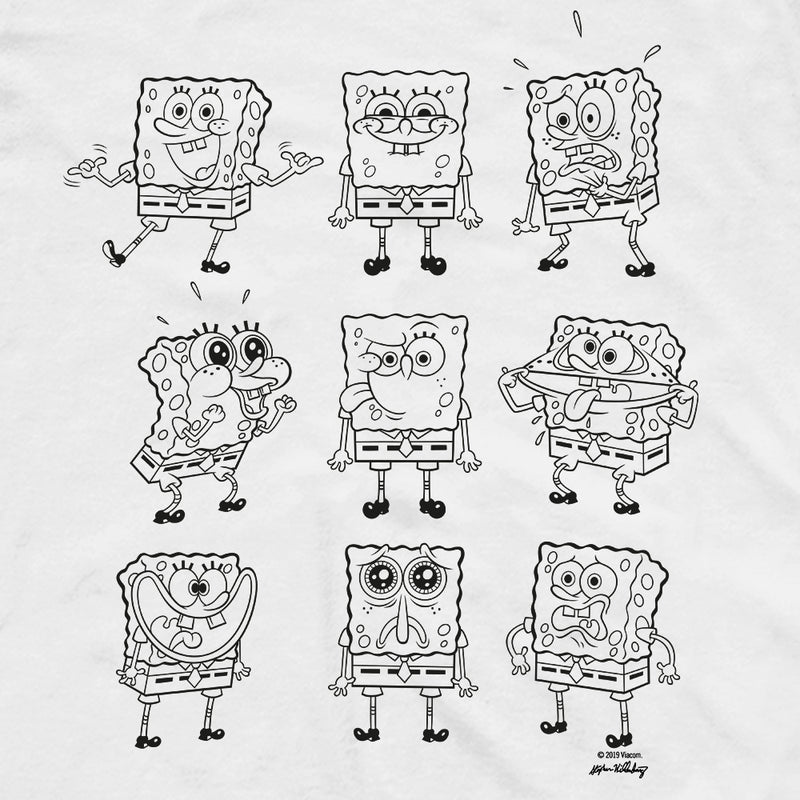 SpongeBob SquarePants Black and White Moody Short Sleeve T-Shirt - SpongeBob SquarePants Official Shop
