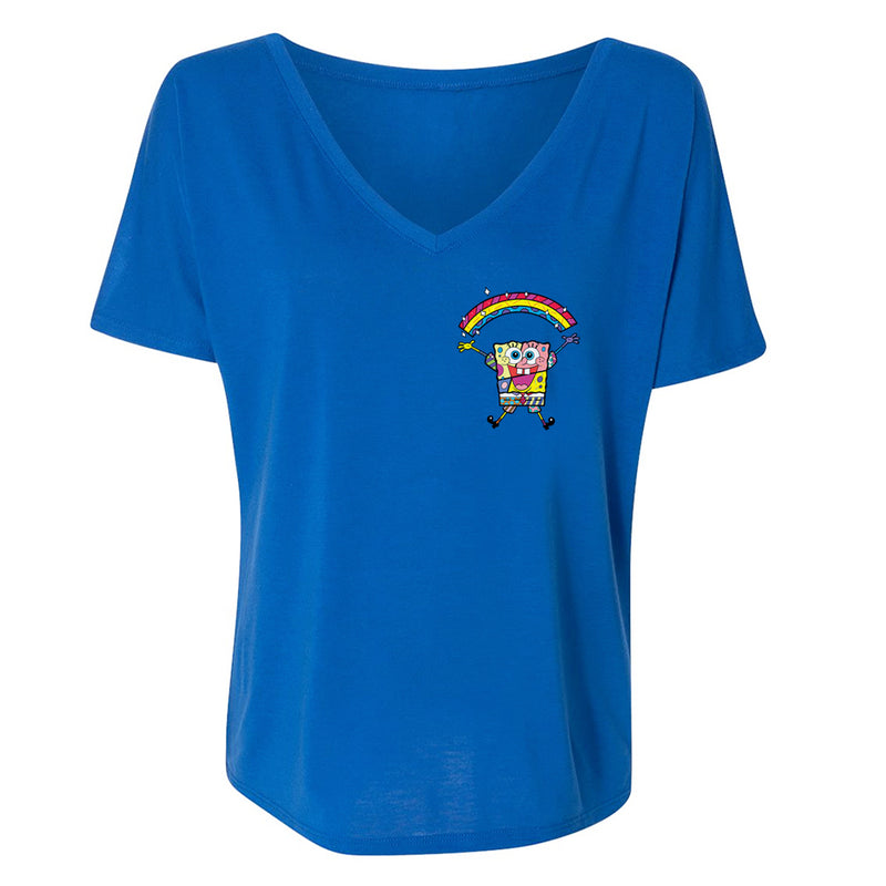 SpongeBob SquarePants Britto Rainbow Women's Relaxed V-Neck T-Shirt
