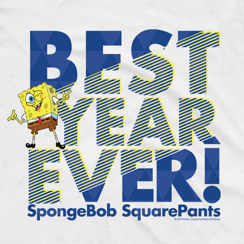 SpongeBob SquarePants Best Year Ever Blue Adult Short Sleeve T-Shirt