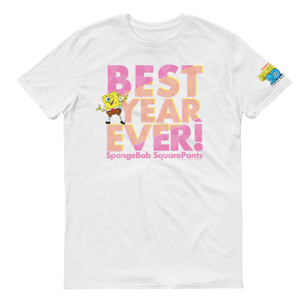 SpongeBob SquarePants Best Year Ever Pink Adult Short Sleeve T-Shirt