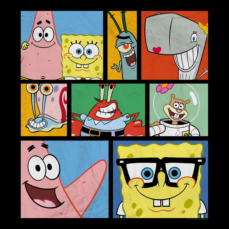 SpongeBob SquarePants Characters Grid Sherpa Blanket - 50" x 60" - SpongeBob SquarePants Official Shop