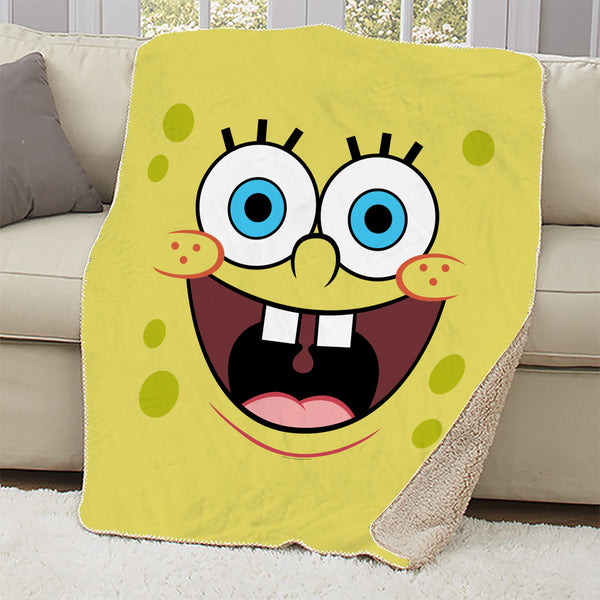 SpongeBob SquarePants Yellow Big Face Sherpa Blanket